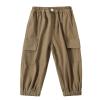 Little Boys Cargo Jogger Pants Toddler Kids Multi Pocket Twill Casual Trousers with Elastic Hem (ArmyGreen,4Years) view 1