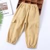 Little Boys Cargo Jogger Pants Kids Multi Pocket Twill Casual Trousers with Elastic Hem (Khaki,5Years) view 3