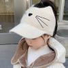 Vikodah Messy-Bun Ponytail-Knit-Visor Beanie-Hat for Littles Girls 2 to 7 Years Outdoor Warm Basball-Cap Beige view 2