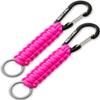 REHTAEL Carabiner Key Chain for Men/Women, Military Braided Paracord Keychain w/Hook Clip D Ring, Heavy Duty Parachute Key Lanyard for Keys/Backpack, Camping/Hiking 2Pcs (Pink * 2) view 1