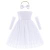 First Birthday Outfit Baby Girls, Toddler Velvet Dress Christmas Party Strapless Sleeveless Tulle Tutu Princess A-line Dress Kids Infant Wedding Guest Formal Pageant Winter Fall Dress White 4-5 Years view 1