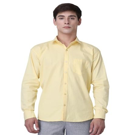 Men's Dress Shirts Solid Long Sleeve Stretch Wrinkle-Free Formal Shirt Business Casual Shirt (US, Alpha, X-Large, Regular, Regular) Lemon