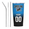Carolina Travel Mug Tumbler Stainless Steel Cup Personalized Coffee Mug Sealed Lid Straw Fan Gifts Insulated Keeps Drinks Coldhot Custom Name Number view 2