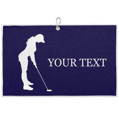 FZDXZJJ Custom Golf Towels for Women Personalized Golf Towel with Name Or Text for Golf Bags with Clip Golf Gifts for Golf Fan, Funny Golf Lover Gift for Women Wife Mom Girlfriend - Navy Blue Chic