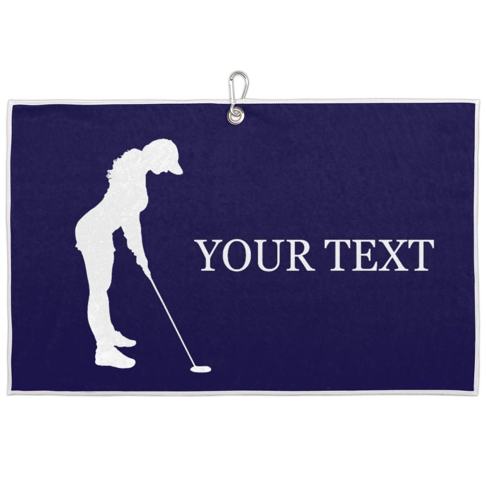 FZDXZJJ Custom Golf Towels for Women Personalized Golf Towel with Name Or Text for Golf Bags with Clip Golf Gifts for Golf Fan, Funny Golf Lover Gift for Women Wife Mom Girlfriend - Navy Blue Chic