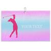Custom Golf Towels for Women Personalized Golf Towel with Name Or Text for Golf Bags with Clip Golf Gift for Golf Fan, Funny Golf Lover Gift for Women Wife Mom Girlfriend - Rainbow Lightblue Gradient view 1