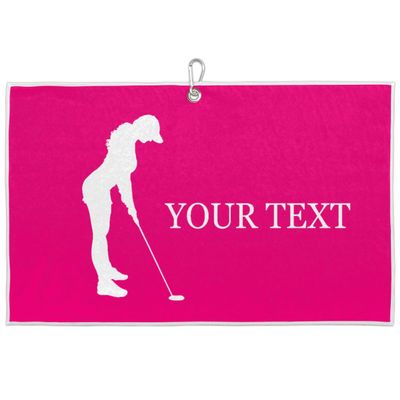 FZDXZJJ Custom Golf Towels for Women Personalized Golf Towel with Name Or Text for Golf Bags with Clip Golf Gifts for Golf Fan, Funny Golf Lover Gift for Women Wife Mom Girlfriend - Deep Pink Cute