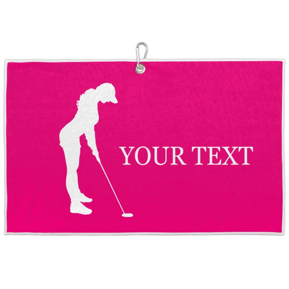 FZDXZJJ Custom Golf Towels for Women Personalized Golf Towel with Name Or Text for Golf Bags with Clip Golf Gifts for Golf Fan, Funny Golf Lover Gift for Women Wife Mom Girlfriend - Deep Pink Cute