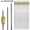 12pc 32-Inch 500-Spine Arrow Removable Tips Targeting Hunting Arrow Turkey Feather 3 Inch Feathered Carbon Arrows for Traditional Bow Long-Bow Compound Bow Recurve Bow Adult Youth Archery Yellow Camo view 3