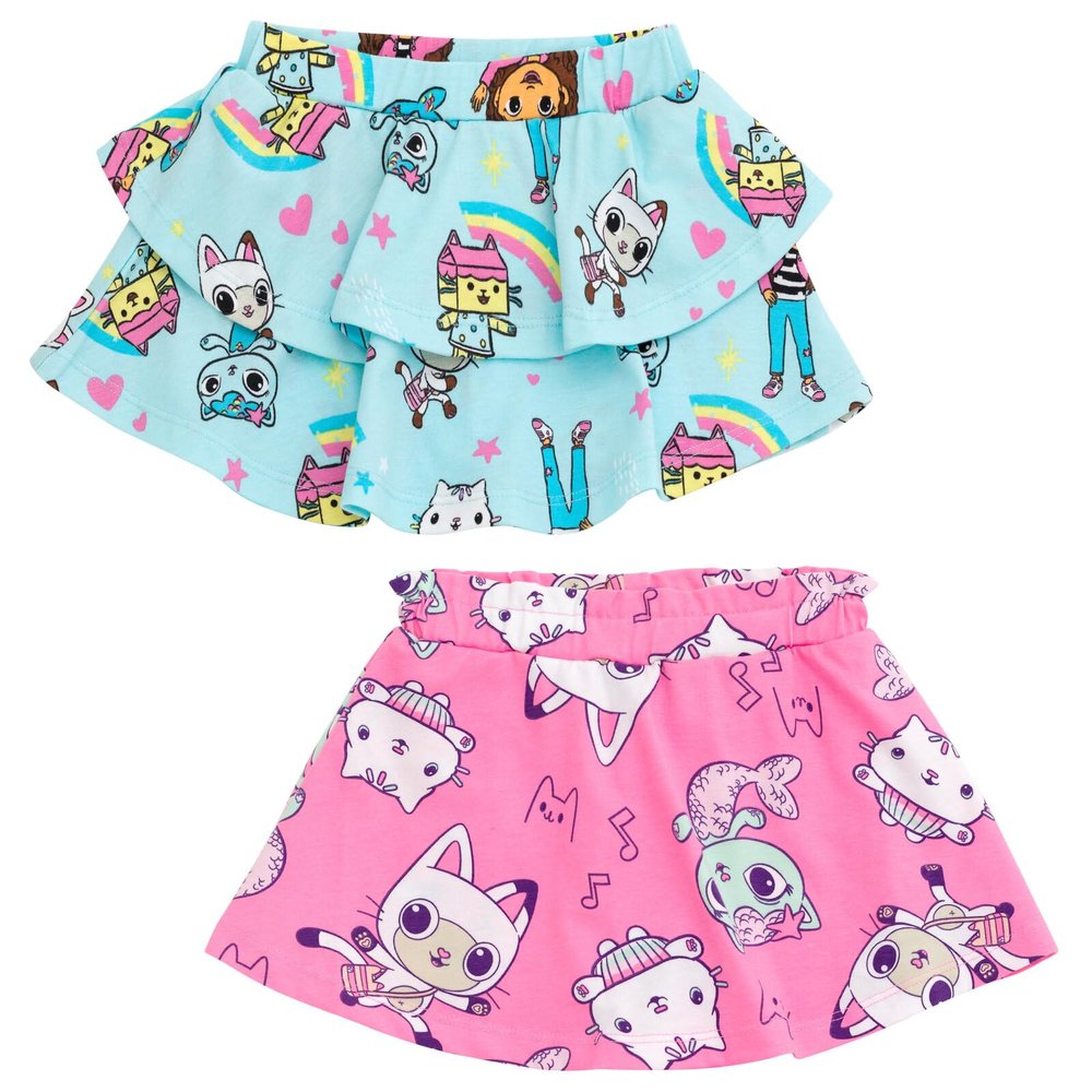 DREAMWORKS GABBY'S DOLLHOUSE Pandy Paws Cakey Cat Baby Box Little Girls 2 Pack Skorts Blue/Pink 6