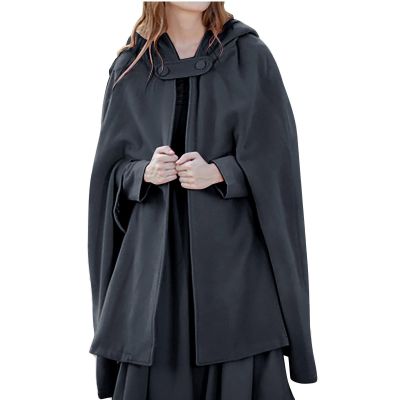 XUNRYAN Women's Cloak Hood Wool-Blend Cape Coat Winter Cardigans Plus Size Thick Coat Solid/Classic Scotland Plaid Jackets