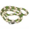 17 inches 5-6mm Natural White Pearl & Green Crystal Beaded Chocker Necklace view 1