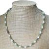 17 inches 5-6mm Natural White Pearl & Green Crystal Beaded Chocker Necklace view 2