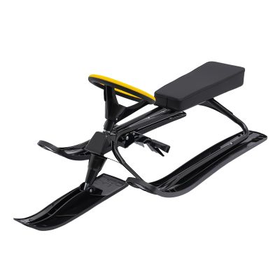 Snow Racer Sled, Ski Sled Slider Board with Steering Wheel,Snow Sled for Kids,Seat Length 18Inch (Black)