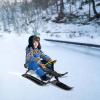 Snow Racer Sled, Ski Sled Slider Board with Steering Wheel,Snow Sled for Kids,Seat Length 18Inch (Black) view 2