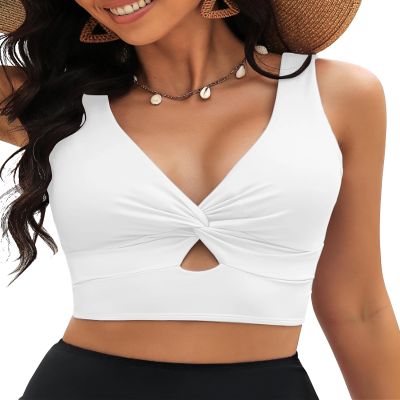 GRAPENT Tankini Bathing Suits for Women Bathing Suits for Women Women's Swim Tops Bathingsuit for Resort Top Tankini Tops for Beach Wear for Summer Color White X-Large Size 16 Size 18