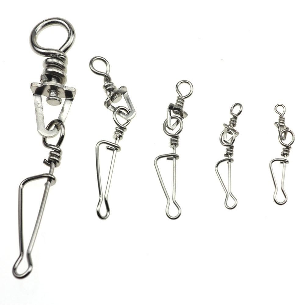 KTGCOZS Pack of 30 Fishing Rolling Swivels Barrel Snaps Swirl Clip Stainless #1-#5 Easy Clip Rig (3# 36lb 30pcs)