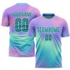 Personalized Colorful Soccer Jerseys Sets Team Uniform Customized Round Neck Soccer T-Shirts and Shorts Casual Outfit with Name Number Logo Printed for Men/Women/Youth Boys Girls view 2