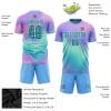 Personalized Colorful Soccer Jerseys Sets Team Uniform Customized Round Neck Soccer T-Shirts and Shorts Casual Outfit with Name Number Logo Printed for Men/Women/Youth Boys Girls view 3