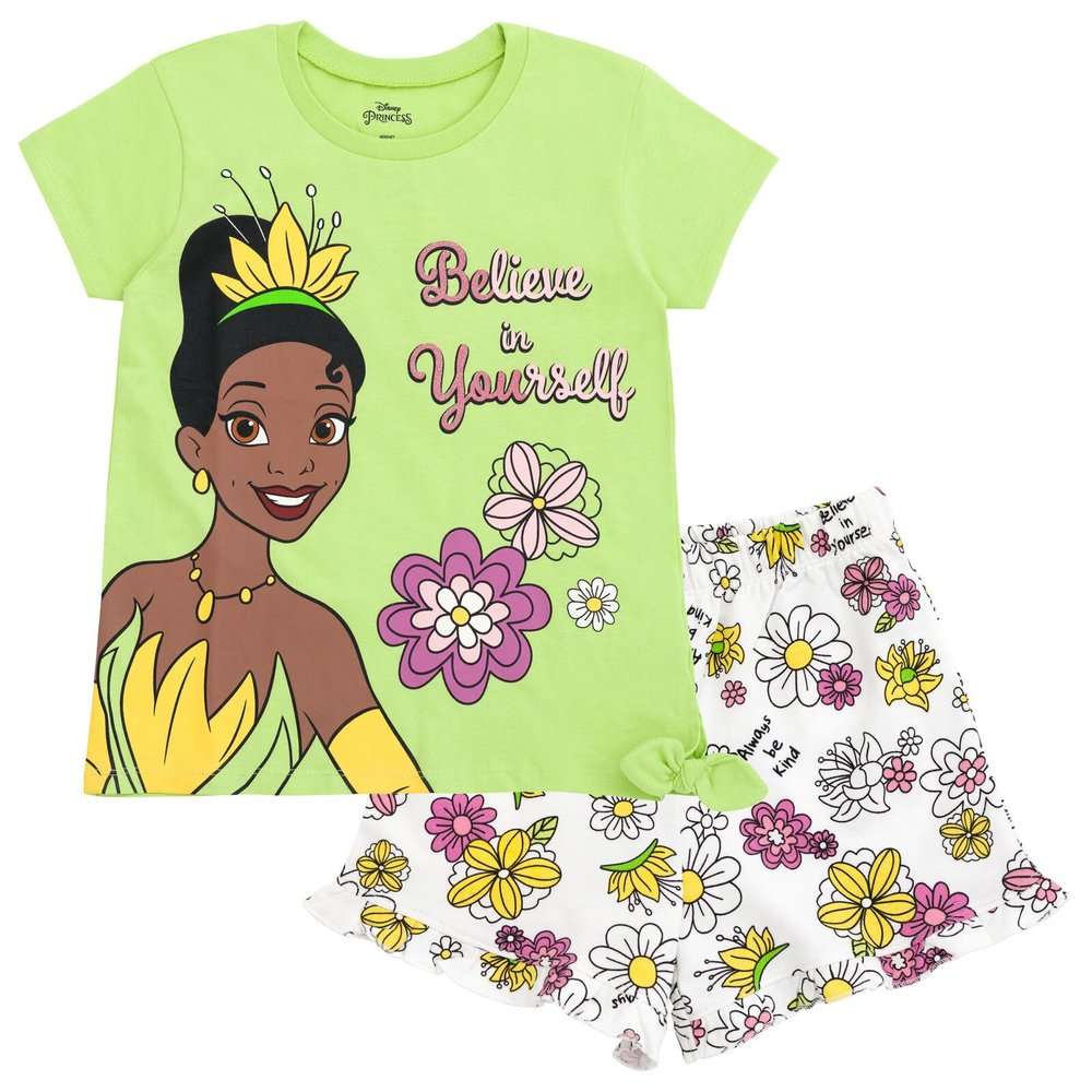 Disney Princess Toddler Girls T-Shirt and Shorts Outfit Set Green 2T