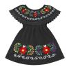 Mexican Fiesta Dress for Girls - Cinco de Mayo Traditional Off-Shoulder Floral Embroidered Sleeveless Dress - Toddler Kids Vestido Tipico Mexicano Black 12-18 Months view 1