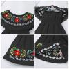 Mexican Fiesta Dress for Girls - Cinco de Mayo Traditional Off-Shoulder Floral Embroidered Sleeveless Dress - Toddler Kids Vestido Tipico Mexicano Black 12-18 Months view 3