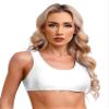 Manyakai Women's Sleeveless Crop Top Round Neck Slim Fit Tank Cami Shirts Yoga Dance Sport Bra Tops White Medium view 1