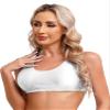Manyakai Women's Sleeveless Crop Top Round Neck Slim Fit Tank Cami Shirts Yoga Dance Sport Bra Tops White Medium view 2