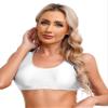 Manyakai Women's Sleeveless Crop Top Round Neck Slim Fit Tank Cami Shirts Yoga Dance Sport Bra Tops White Medium view 4