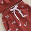 Hnyenmcko Baby Boy Christmas Outfit Long Sleeve Letter Print Crewneck Sweatshirt + Pants Winter Toddler Christmas Clothes (E-Red, 3-6 Months) view 4