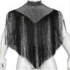 Men's Sequins Tassel Trim Turtleneck Sleeveless Fringed Solid Tee Top Shawl Wrap Cape Pullover Muscle Tank Top Disco 70s Rave Outfits view 2