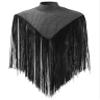 Men's Sequins Tassel Trim Turtleneck Sleeveless Fringed Solid Tee Top Shawl Wrap Cape Pullover Muscle Tank Top Disco 70s Rave Outfits view 4