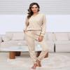 Becotal Womens Pajama Sets Waffle Knit 2 Piece Lounge Sets Sleepwear Loungewear Pjs Sets Long Sleeve Maternity Postpartum Pajamas Sleep Set Beige L view 2