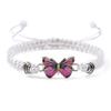 COLORFUL BLING Multicolor Braided Woven String Butterfly Bracelets for Couple Matching Friendship BFF Family Butterfly Wristband Jewelry-white pink view 1