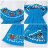 Cinco de Mayo Fiesta Dress for Girls Traditional Mexican Dress for Girls Toddler Sleeveless Off-Shoulder Mexican Ethnic Embroidered Floral Dress Toddler Vestidos Tipicos Mexicanos Blue 18-24 Months view 3