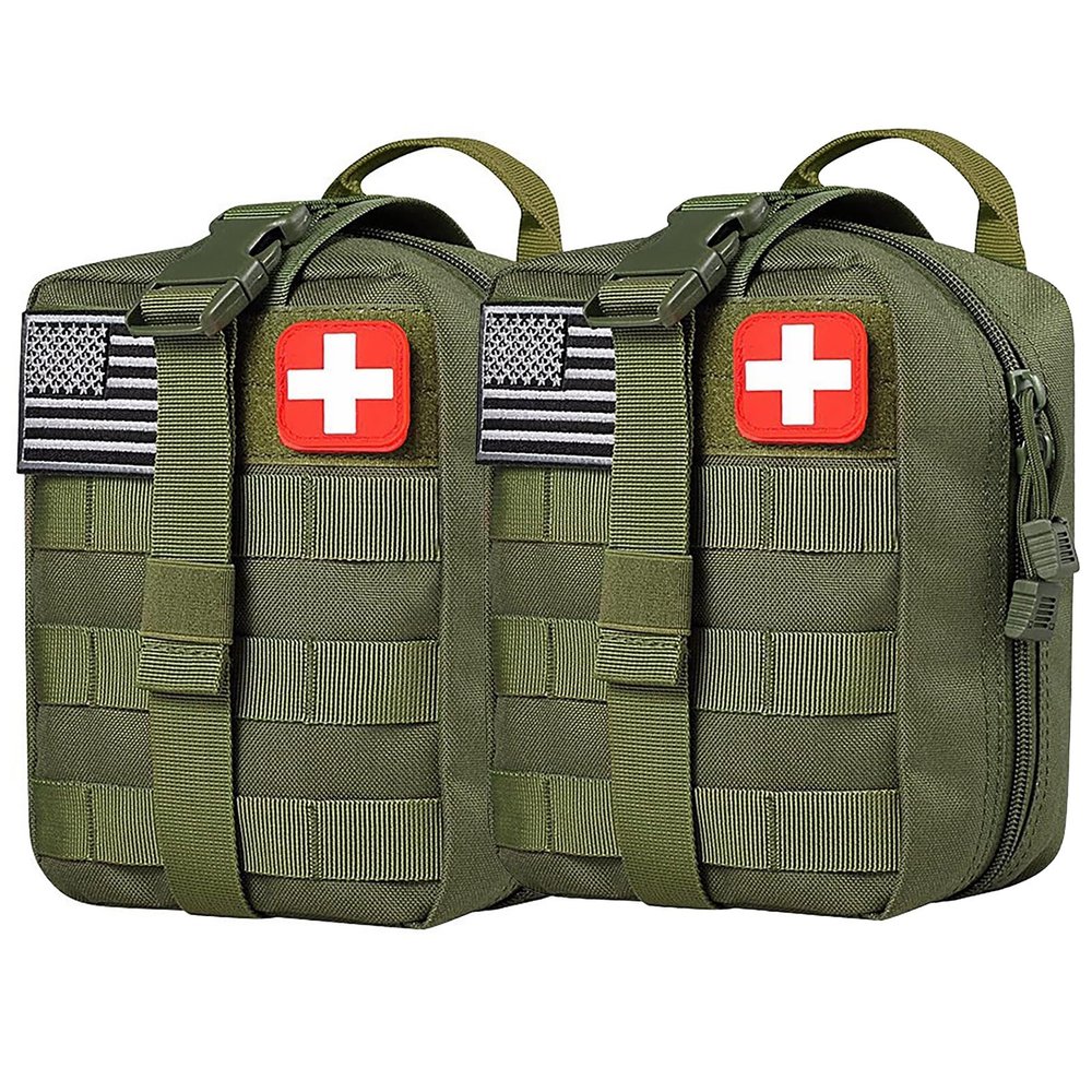 Tactical Pouch Utility,EMT Pouch MOLLE Ifak Tactical MOLLE Medical First Aid Utility Pouch with 2 Badge Patches - Quick Release Design (Color : GR)