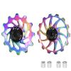 DJC Bike Ceramic Bearing Pulley Wheel 2pcs Guide Roller 11T 12T 13T 14T 15T 16T MTB Road Bike Rear Derailleur for Shimano for Sram Pulley oilslick (oilslick, 12T and 14T) view 1
