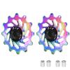 DJC Bike Ceramic Bearing Pulley Wheel 2pcs Guide Roller 11T 12T 13T 14T 15T 16T MTB Road Bike Rear Derailleur for Shimano for Sram Pulley oilslick (oilslick, 2pcs 12T) view 1