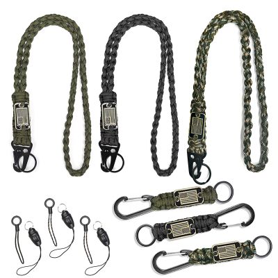 SVICCOOKQ 6Pcs Heavy Duty Paracord Lanyards With USA Flag, Braided Parachute Lanyards for Outdoor Activities