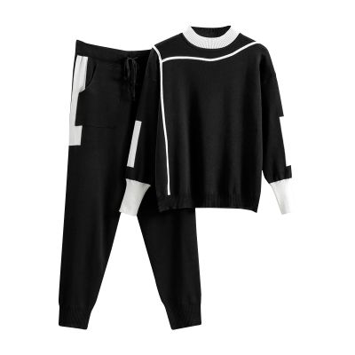 Two Piece Outfits for Women Fall Fashion Knit Pullover Sweater Long Sleeve Tops Wide Leg Pants Lounge Sets Tracksuits