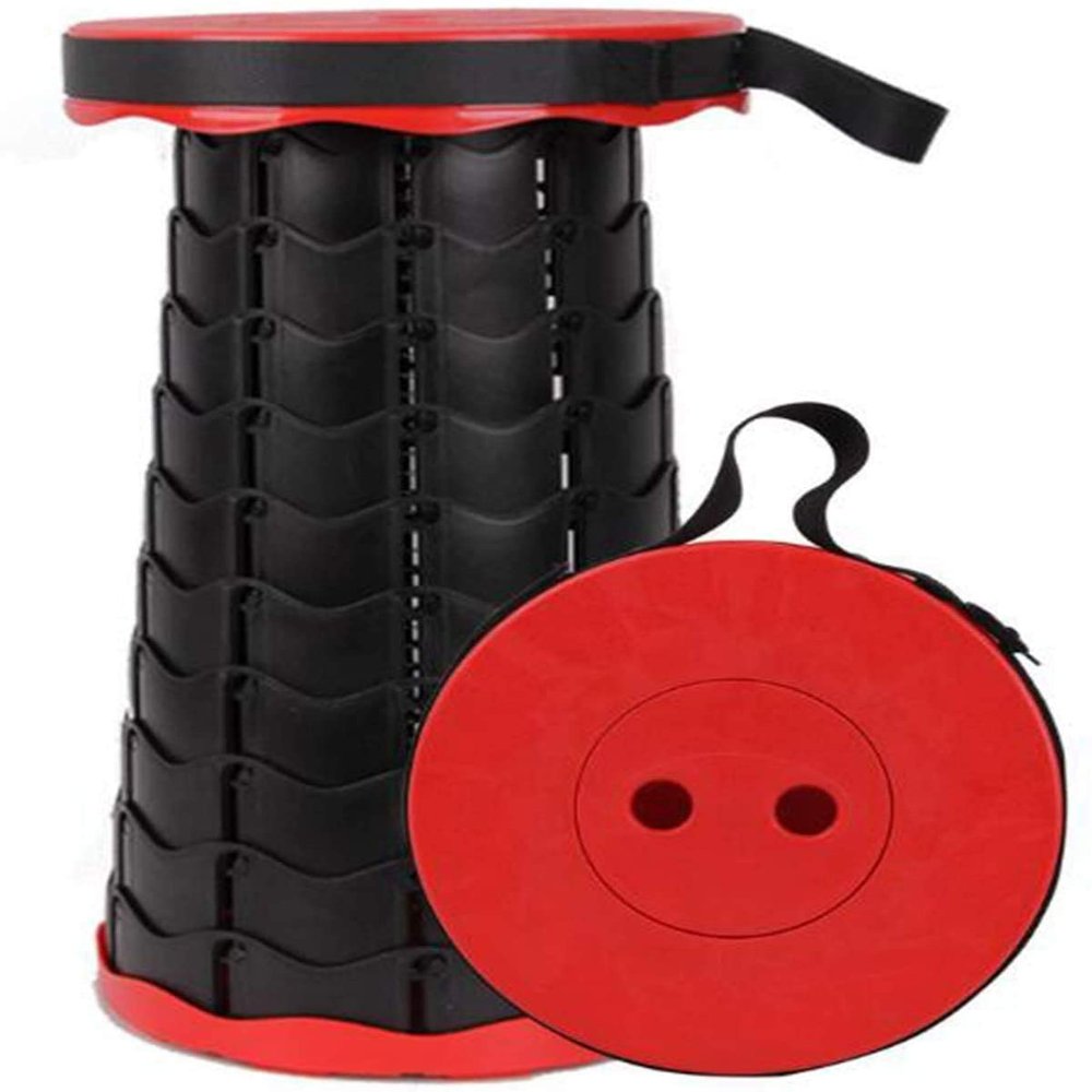 ZAjci Camping Stool, Upgraded Folding Stool, Portable Telescopic Fishing Chair(Color:Black) (Color : Red)
