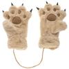 Kids Winter Gloves Cartoon Plush Paw Mittens Keep Warm Glove with Neck Rope Girls Boys Cosplay Costume Gloves (beige) view 1
