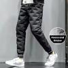 Bluelans Men's Down Pants Winter Ultralight Water Resistance Ski Snow Puffer Pants Packable Warm Trousers Black XL view 3