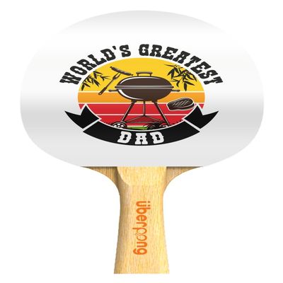 BBQ World's Greatest Dad Ping Pong Paddle  Ultimate Recreational and Performance-Level Table Tennis Racket with an Ergonomic Wooden Handle, ITTF Approved Rubber