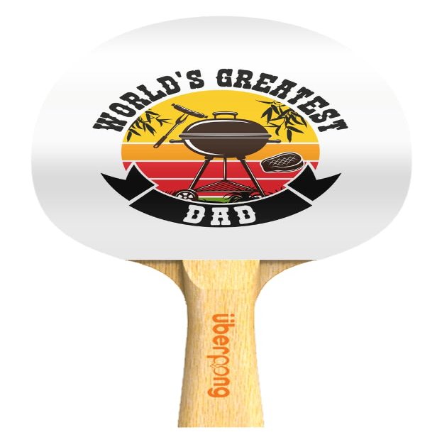 BBQ World's Greatest Dad Ping Pong Paddle  Ultimate Recreational and Performance-Level Table Tennis Racket with an Ergonomic Wooden Handle, ITTF Approved Rubber