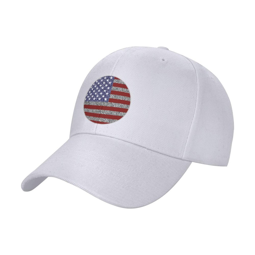 Cartoon American Flag Party Couple Baseball Hat, Casual Sunscreen Beautiful Couple Headwear (2 Cartoon American Flag White)