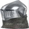 MEDIEVALZONE STORE Medieval Custom SCA HNB 18 Gauge Steel Medieval Combat Bascinet Chainmail Helmet view 1