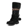 HINDOLA Women's Snow Boots Anti-Slip Waterproof Outdoor Shoes Winter Mid Calf Boots Warm Fur Lined Comfortable Booties for Women view 1