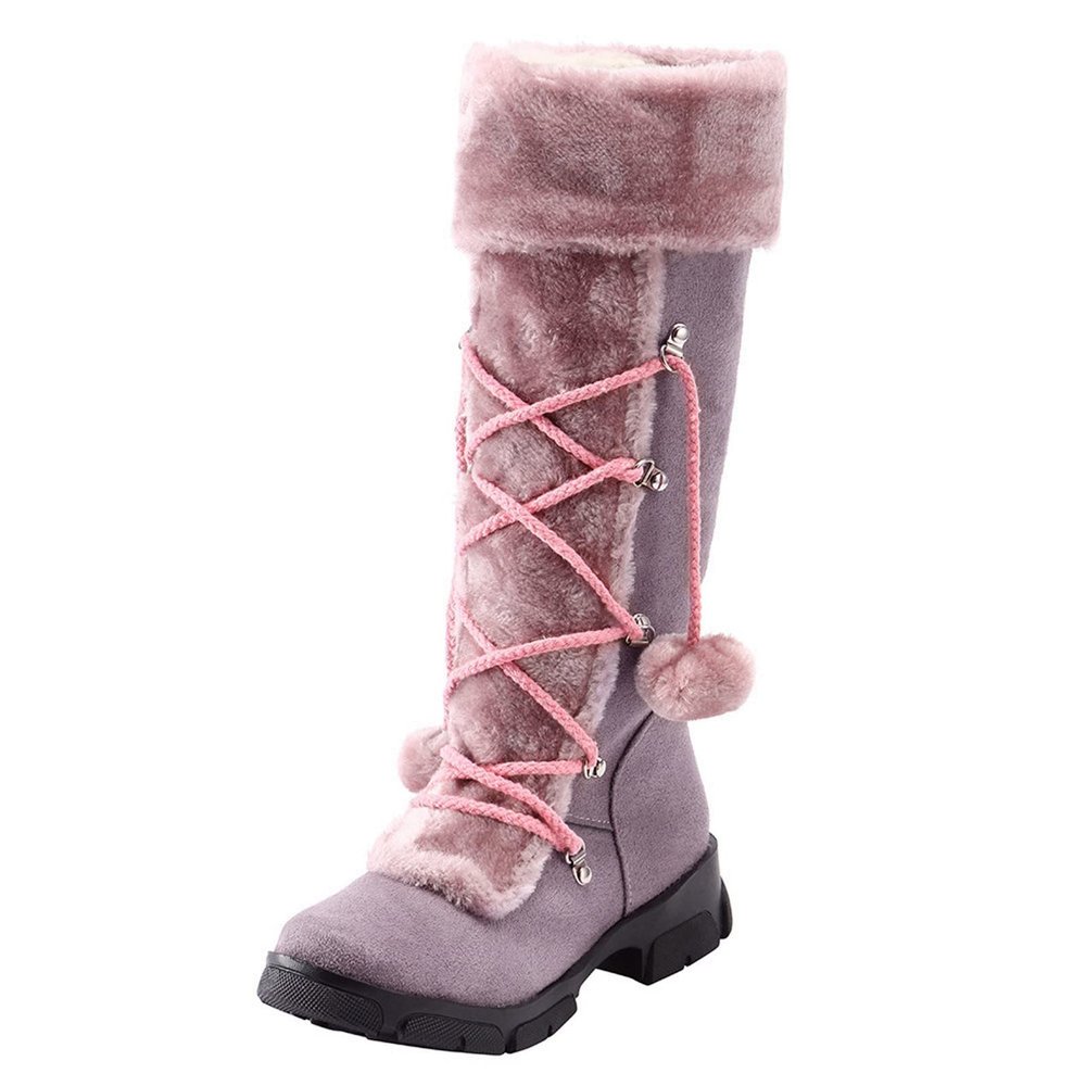 HINDOLA Women's Snow Boots Anti-Slip Waterproof Outdoor Shoes Fashion Winter Mid Calf Boots Warm Fur Lined Comfortable Booties for Women