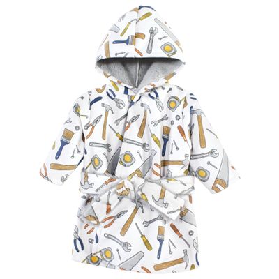 Hudson Baby Unisex Baby Mink with Faux Fur Lining Pool and Beach Robe Cover-ups, Construction Work, 0-6 Months